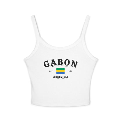 Navy tank top with Gabon lettering, Gabon flag, République Gabonaise, Est. 1960 and Libreville design