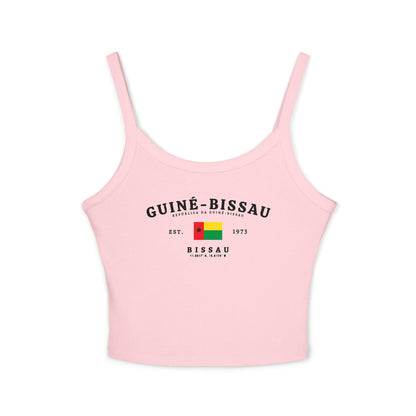 Navy tank top with arched Guiné-Bissau lettering, flag, Est. 1973, Bissau and coordinates design