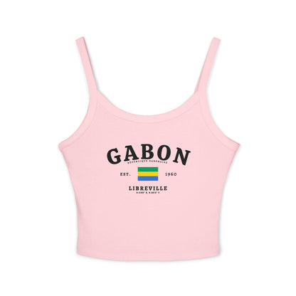 Navy tank top with Gabon lettering, Gabon flag, République Gabonaise, Est. 1960 and Libreville design