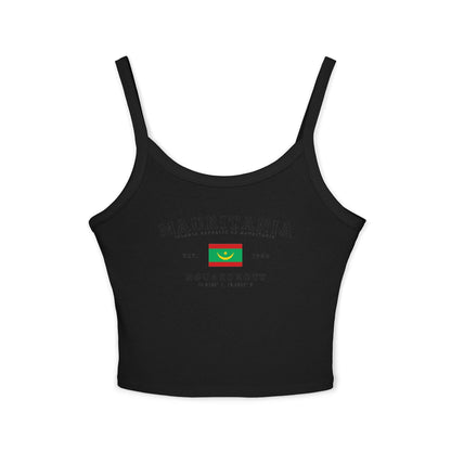 White tank top with vintage Mauritania flag, Nouakchott, Islamic Republic text, and Est. 1960 design