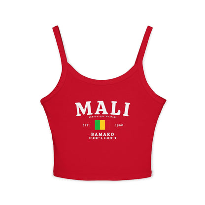 Navy tank top with bold Mali lettering, République du Mali text, Mali flag, Est. 1960 and Bamako details