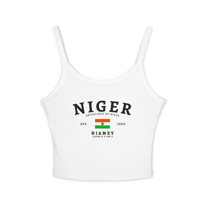 Light blue tank top with vintage Niger flag design, République du Niger text, Est. 1960 and Niamey coordinates