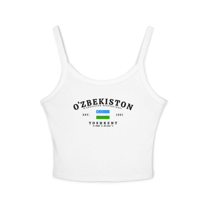 Light blue tank top with O'zbekiston text, Uzbekistan flag, Est. 1991 and Toshkent design