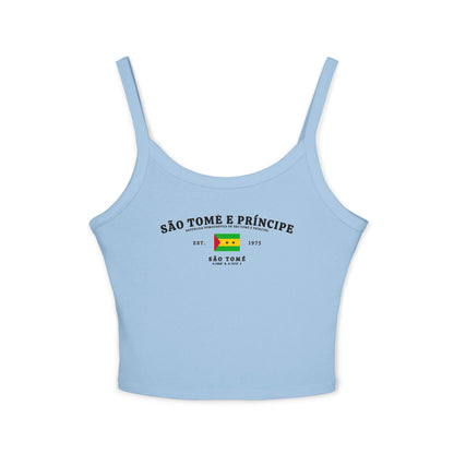 Navy tank top with São Tomé e Príncipe flag, Est. 1975 text and São Tomé coordinates