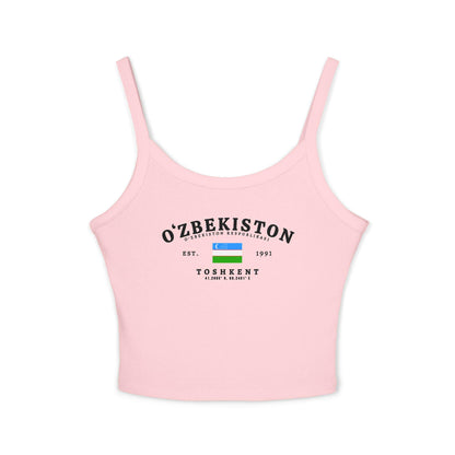 Light blue tank top with O'zbekiston text, Uzbekistan flag, Est. 1991 and Toshkent design