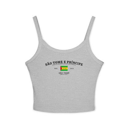 Navy tank top with São Tomé e Príncipe flag, Est. 1975 text and São Tomé coordinates