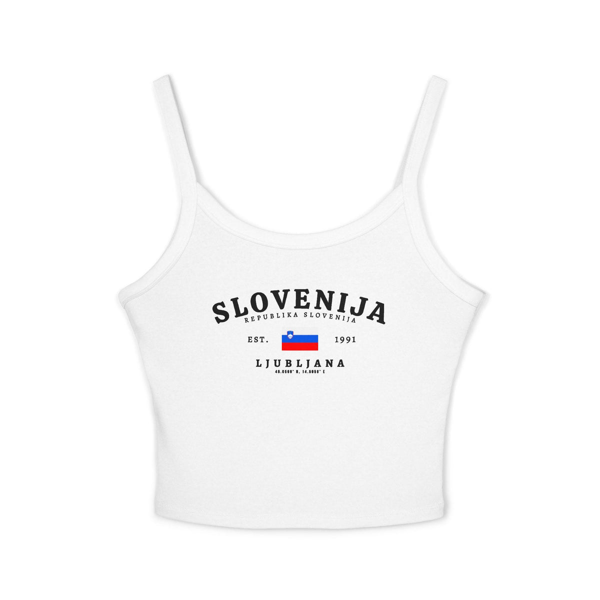 Navy tank top with Slovenija Republika Slovenija, Slovenia flag, Est. 1991, and Ljubljana design