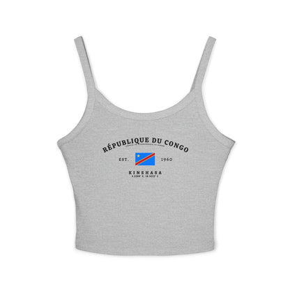 Light blue tank top with République du Congo text, Congo flag, Est. 1960, and Kinshasa coordinates