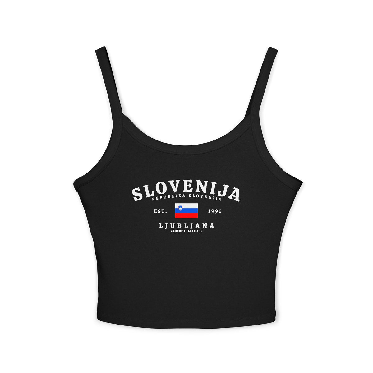 Navy tank top with Slovenija Republika Slovenija, Slovenia flag, Est. 1991, and Ljubljana design