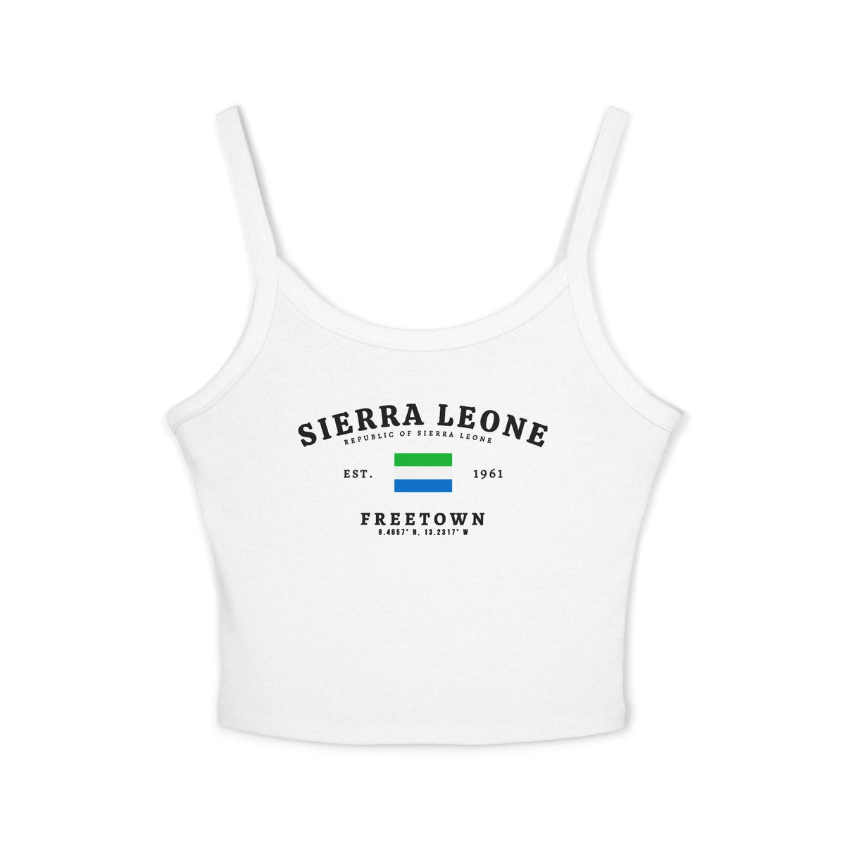 Sierra Leone tank top with flag, Freetown, Est. 1961, and coordinates design