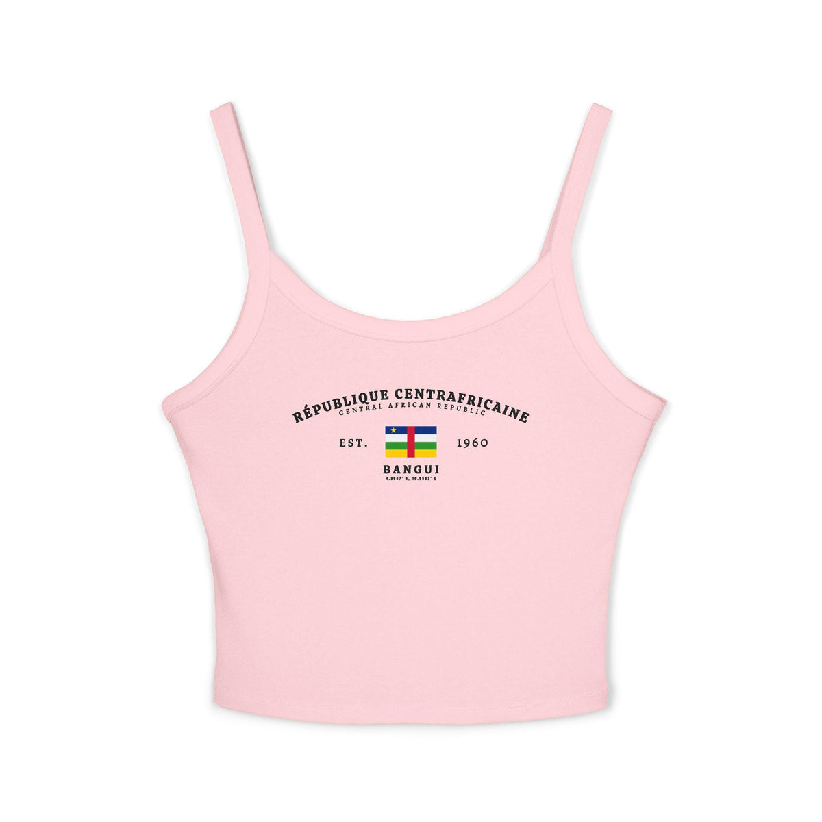 White tank top with République Centrafricaine flag design, Bangui text, and Est. 1960 details