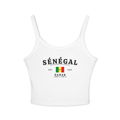 Black tank top with SÉNÉGAL lettering, Senegal flag, Dakar text, 1960 date, and coordinates
