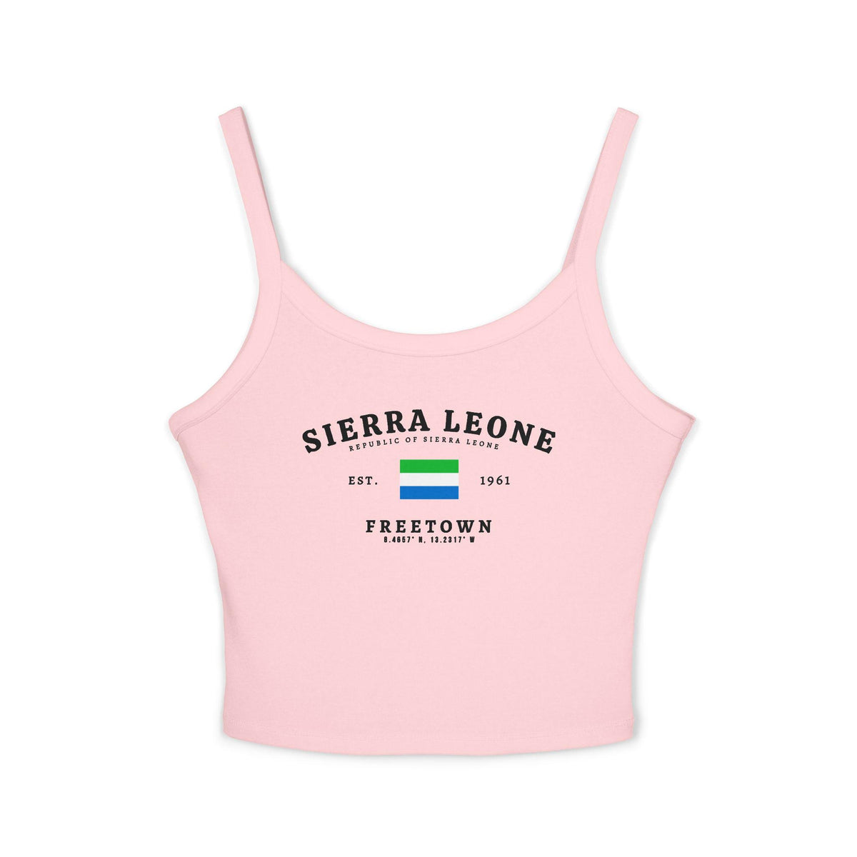 Sierra Leone tank top with flag, Freetown, Est. 1961, and coordinates design