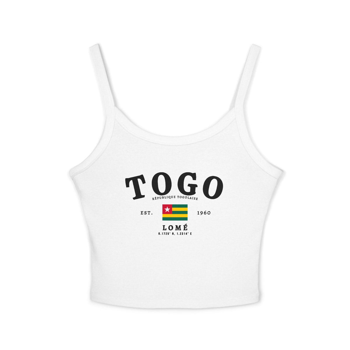 Navy tank top with bold TOGO text, République Togolaise wording, Togo flag, Est. 1960, and Lomé details