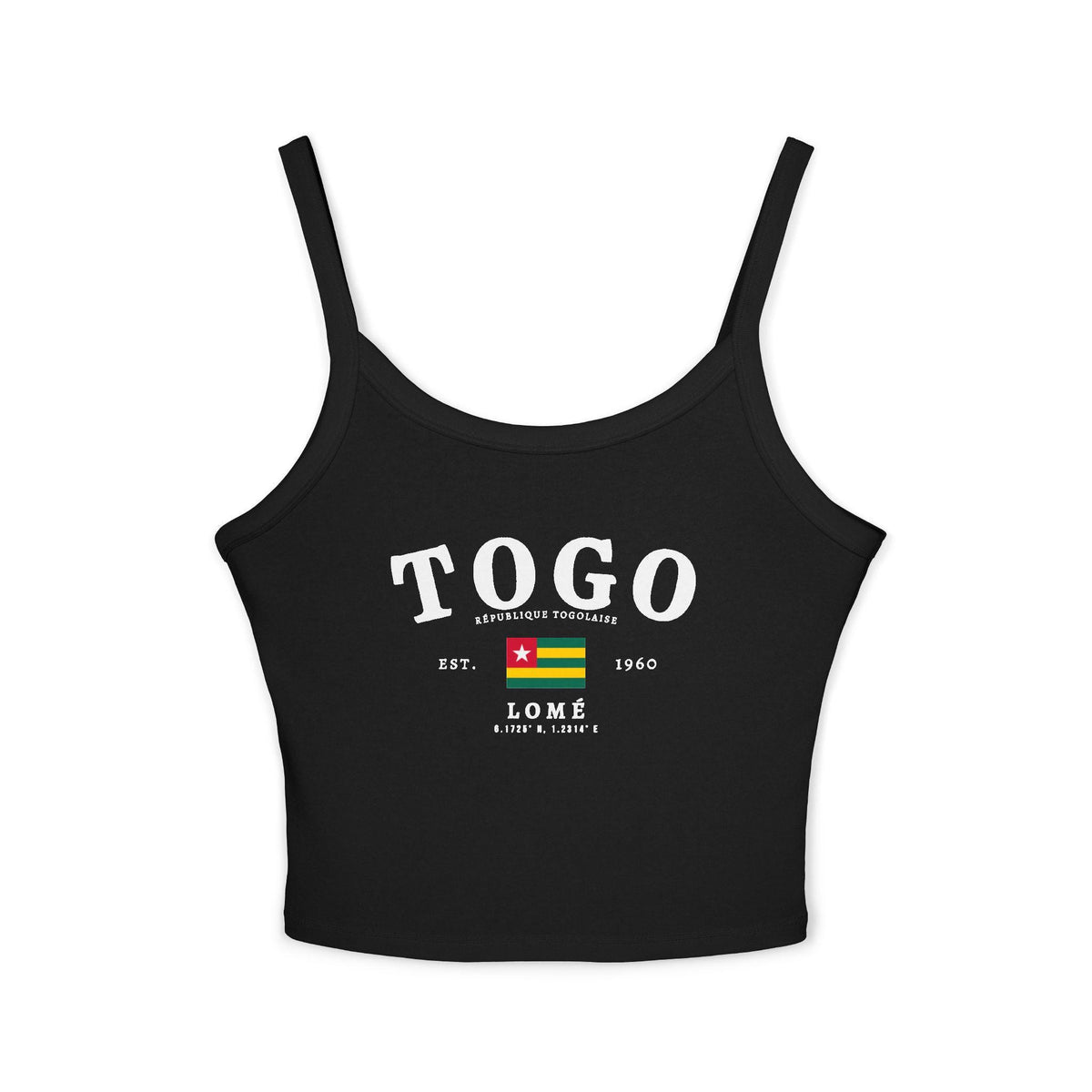 Navy tank top with bold TOGO text, République Togolaise wording, Togo flag, Est. 1960, and Lomé details
