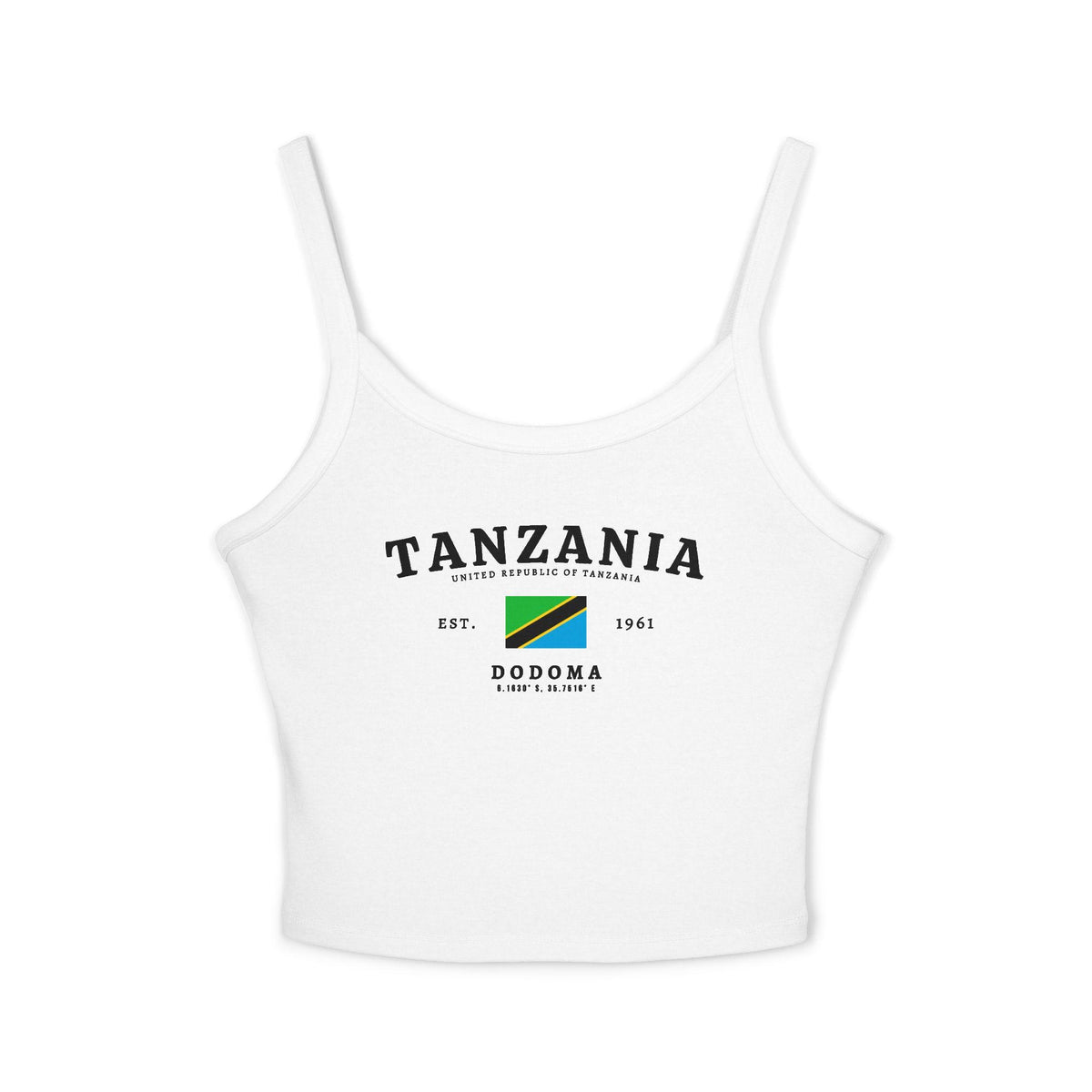 Light blue tank top with Tanzania flag, Dodoma text, Est. 1961, and United Republic of Tanzania design