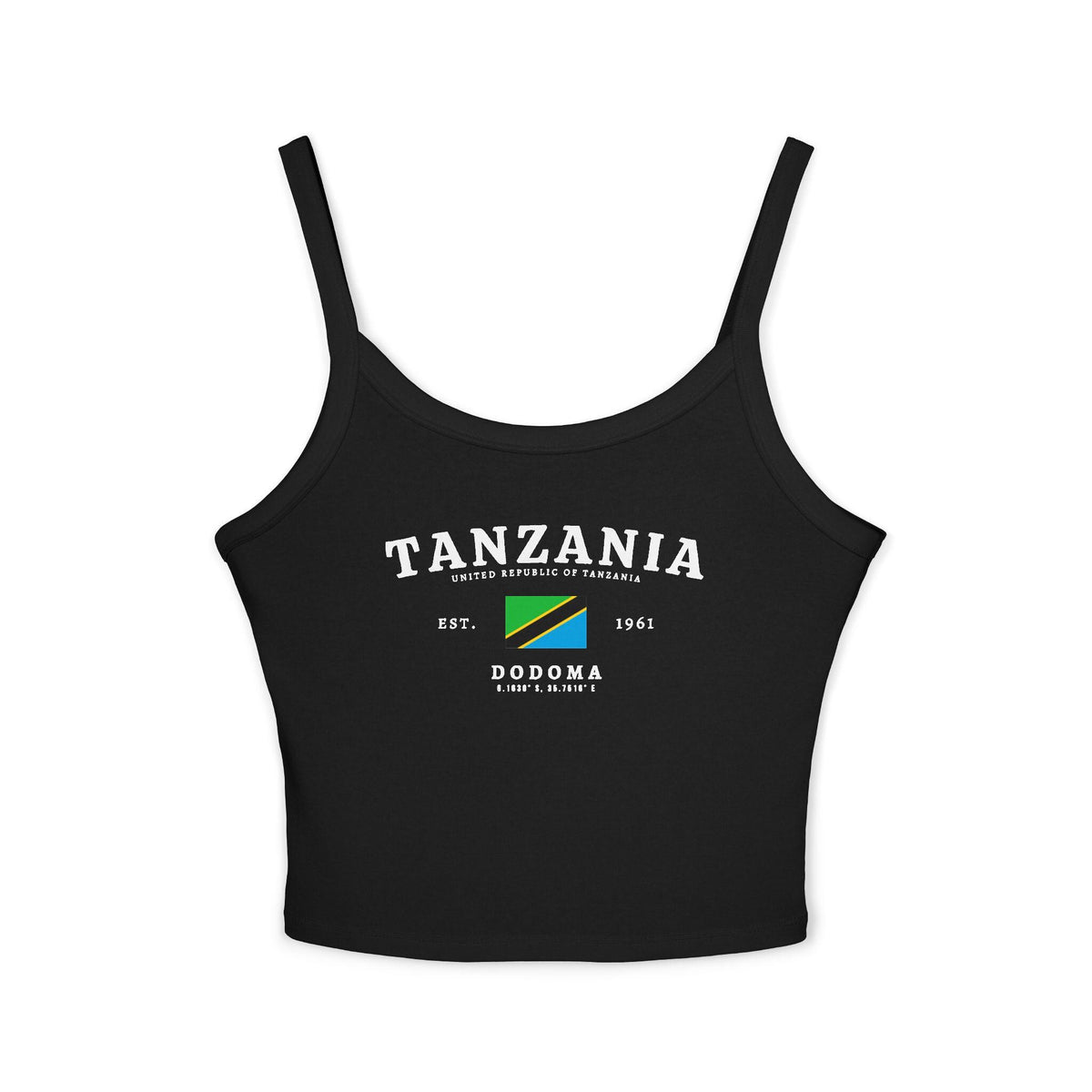 Light blue tank top with Tanzania flag, Dodoma text, Est. 1961, and United Republic of Tanzania design