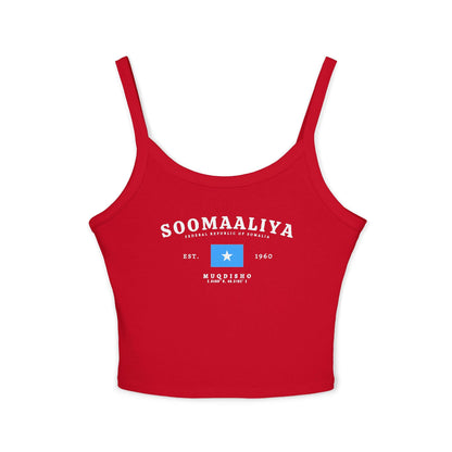 Light blue tank top with Soomaaliya text, Somalia flag, Est. 1960, and Muqdisho coordinates