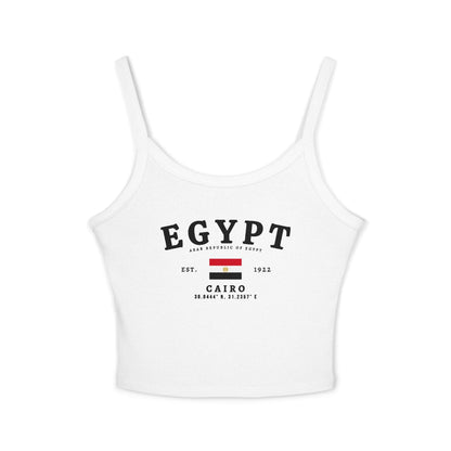 Red Egypt tank top with Cairo text, Egyptian flag, Est. 1922, and coordinates