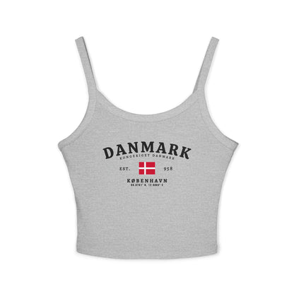Red tank top with Danmark text, Danish flag, and København vintage travel design