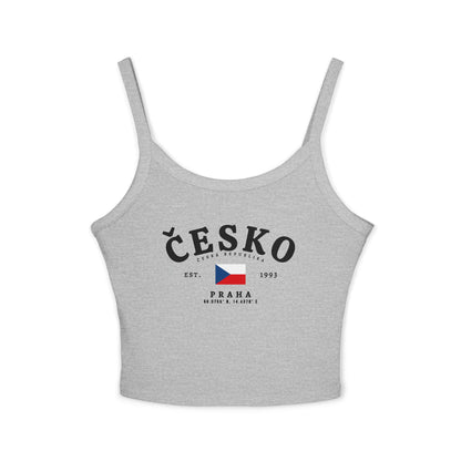 Red tank top with white Česko lettering, Czech flag, Est. 1993, and Praha coordinates
