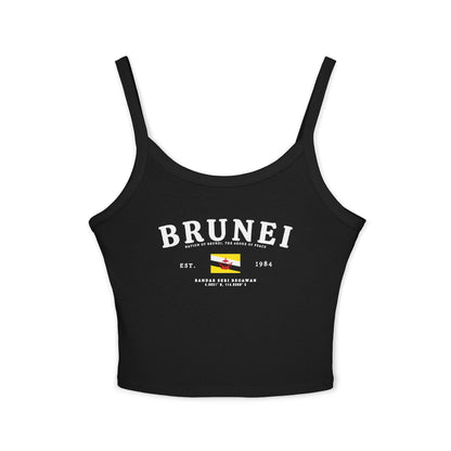 Light blue tank top with vintage Brunei lettering, Brunei flag, Est. 1984, and Bandar Seri Begawan text