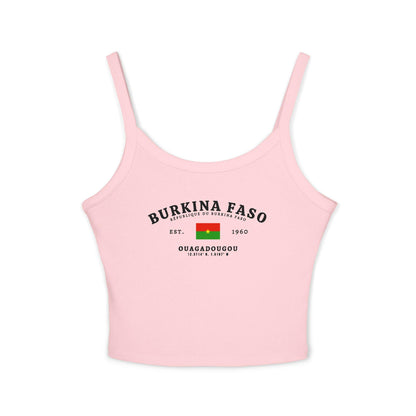 Navy tank top with Burkina Faso flag, Est. 1960, Ouagadougou, and coordinate design