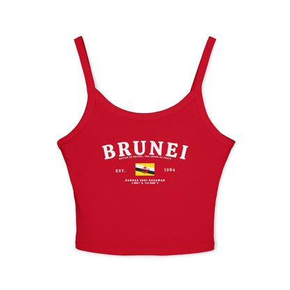 Light blue tank top with vintage Brunei lettering, Brunei flag, Est. 1984, and Bandar Seri Begawan text