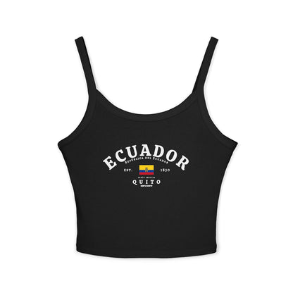 Red tank top with Ecuador typography, flag, Quito, and República del Ecuador design