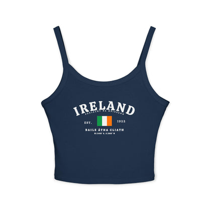 Black tank top with vintage Ireland text, Irish flag, Est. 1922, and Baile Átha Cliath details