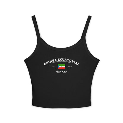 Navy tank top with Guinea Ecuatorial lettering, Equatorial Guinea flag, Est. 1968, and Malabo design
