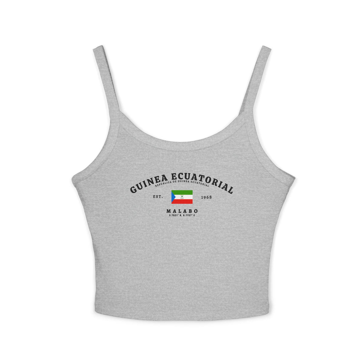 Navy tank top with Guinea Ecuatorial lettering, Equatorial Guinea flag, Est. 1968, and Malabo design