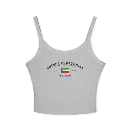 Navy tank top with Guinea Ecuatorial lettering, Equatorial Guinea flag, Est. 1968, and Malabo design