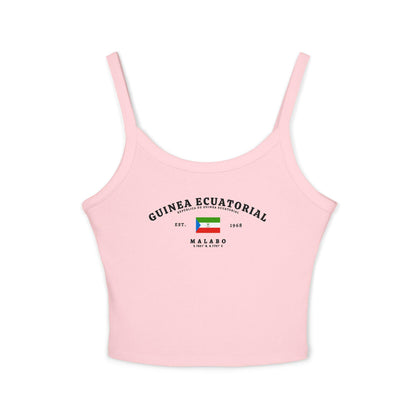 Navy tank top with Guinea Ecuatorial lettering, Equatorial Guinea flag, Est. 1968, and Malabo design