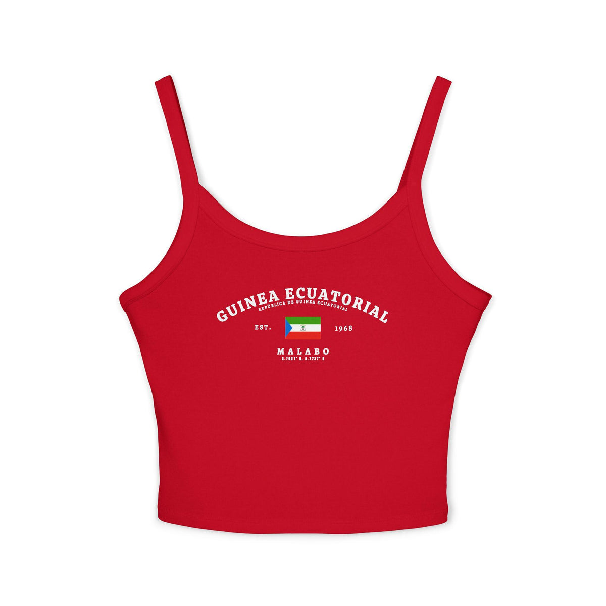 Navy tank top with Guinea Ecuatorial lettering, Equatorial Guinea flag, Est. 1968, and Malabo design