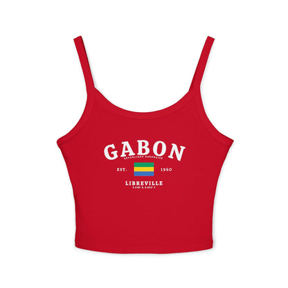 Navy tank top with Gabon lettering, Gabon flag, République Gabonaise, Est. 1960 and Libreville design