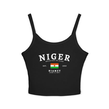Light blue tank top with vintage Niger flag design, République du Niger text, Est. 1960 and Niamey coordinates