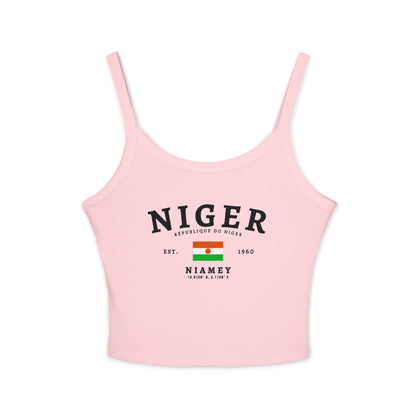 Light blue tank top with vintage Niger flag design, République du Niger text, Est. 1960 and Niamey coordinates