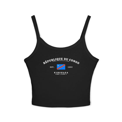 Light blue tank top with République du Congo text, Congo flag, Est. 1960, and Kinshasa coordinates
