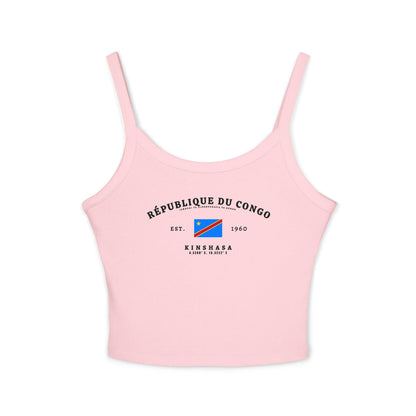 Light blue tank top with République du Congo text, Congo flag, Est. 1960, and Kinshasa coordinates