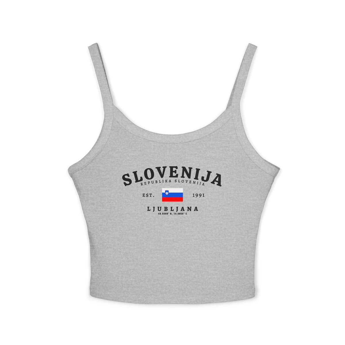Navy tank top with Slovenija Republika Slovenija, Slovenia flag, Est. 1991, and Ljubljana design