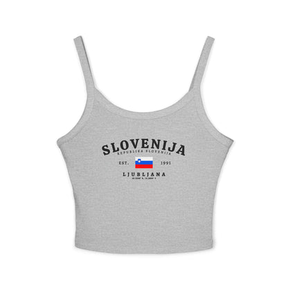 Navy tank top with Slovenija Republika Slovenija, Slovenia flag, Est. 1991, and Ljubljana design