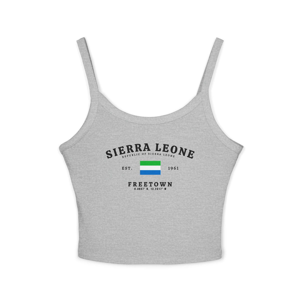 Sierra Leone tank top with flag, Freetown, Est. 1961, and coordinates design