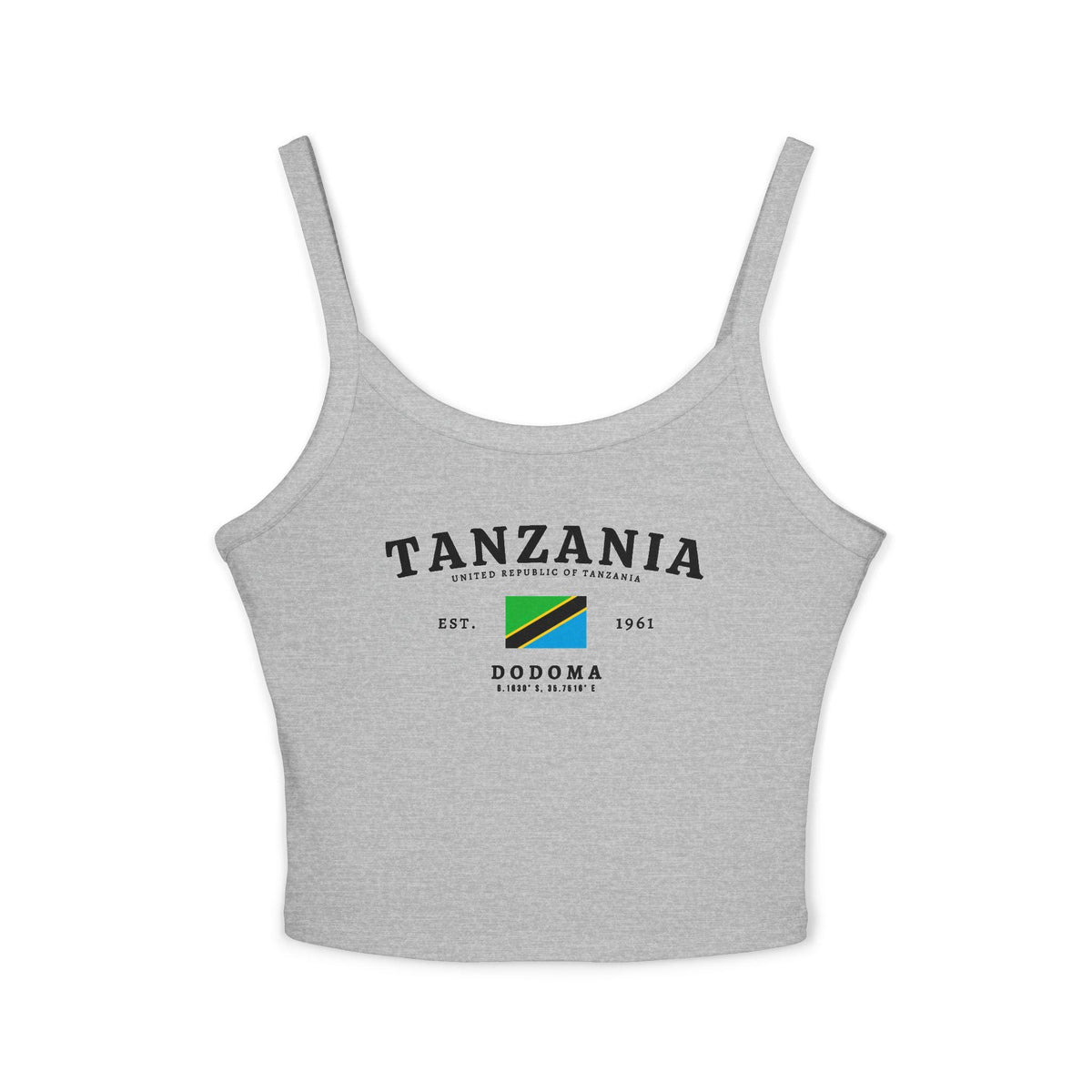 Light blue tank top with Tanzania flag, Dodoma text, Est. 1961, and United Republic of Tanzania design