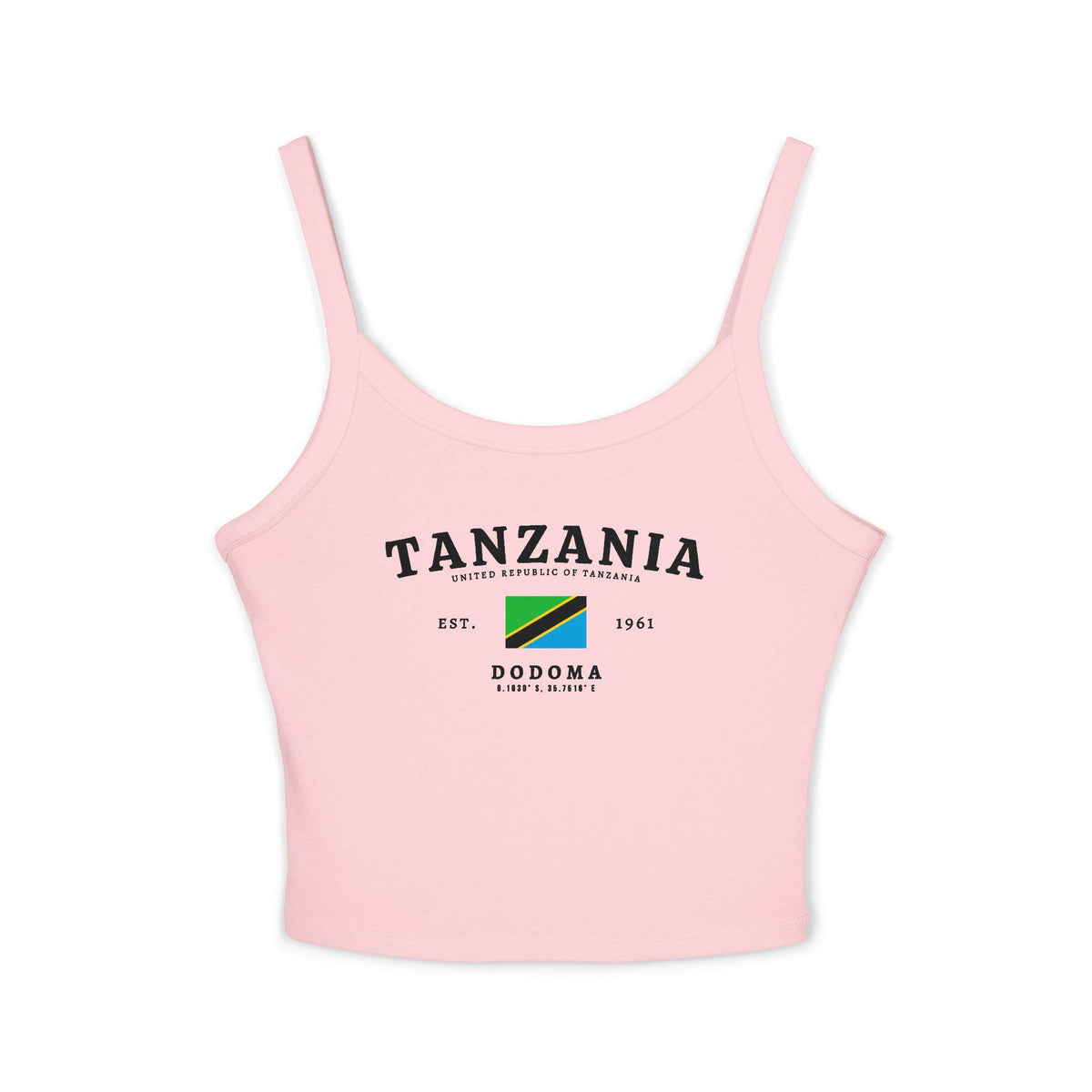 Light blue tank top with Tanzania flag, Dodoma text, Est. 1961, and United Republic of Tanzania design