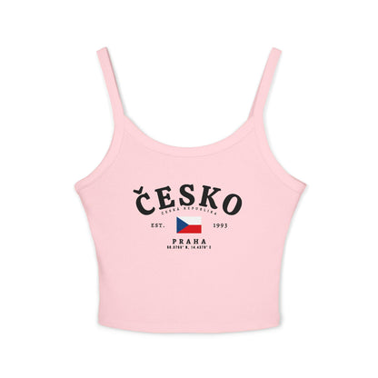 Red tank top with white Česko lettering, Czech flag, Est. 1993, and Praha coordinates