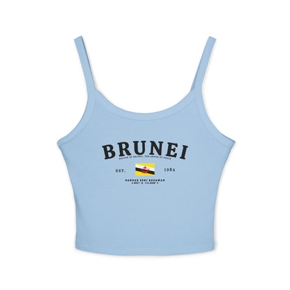 Light blue tank top with vintage Brunei lettering, Brunei flag, Est. 1984, and Bandar Seri Begawan text