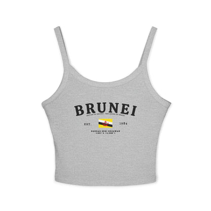 Light blue tank top with vintage Brunei lettering, Brunei flag, Est. 1984, and Bandar Seri Begawan text