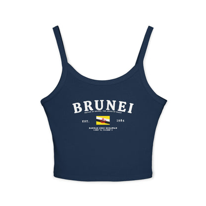 Light blue tank top with vintage Brunei lettering, Brunei flag, Est. 1984, and Bandar Seri Begawan text