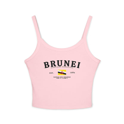 Light blue tank top with vintage Brunei lettering, Brunei flag, Est. 1984, and Bandar Seri Begawan text